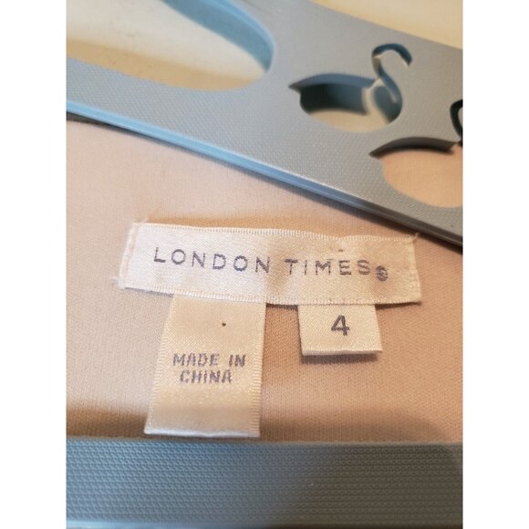 London Times Dress Women 4 Silver Black Ruffled Sheath Sleeveless Knee Length - Picture 5 of 6